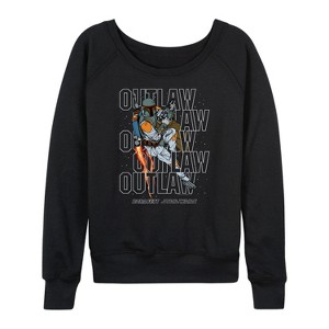 Women's - Star Wars - Outlaw Boba Fett Lightweight French Terry Wide Neck Long Sleeve Shirt - 1 of 4