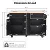 LOVSON 56.5'' kitchen island with foldable leaves, power outlets, 5 drawers, and adjustable shelves, suitable for kitchens and dining rooms, black - 3 of 4