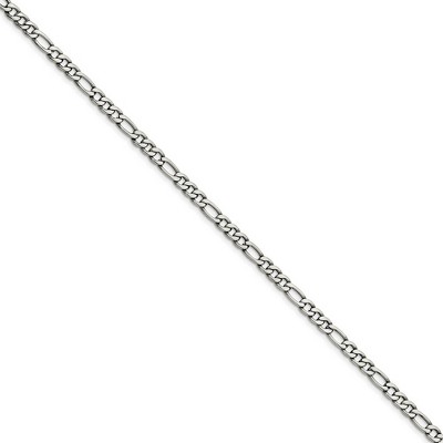 Black Bow Jewelry Men's 5.3mm Stainless Steel Figaro Chain Bracelet, 7 Inch