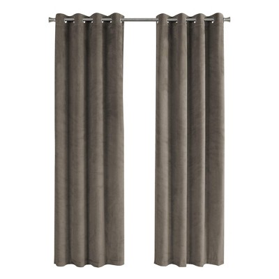 Monarch Specialties Curtain Panel 2Pcs Set  Room Darkening Grommet Living Room Bedroom Kitchen Velvet Polyester Beige Contemporary Modern
