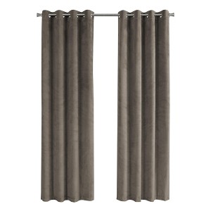 Monarch Specialties Curtain Panel 2Pcs Set  Room Darkening Grommet Living Room Bedroom Kitchen Velvet Polyester Beige Contemporary Modern - 1 of 4