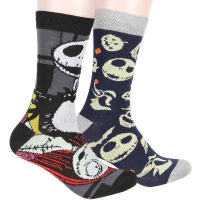 The Nightmare Before Christmas Adult Jack Skellington Sally Oogie Boogie 2 Pack Mid-Calf Crew Socks For Men Women Multicoloured