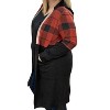 Women's Hooded Buffalo Plaid Cardigan - honeyme - 3 of 3