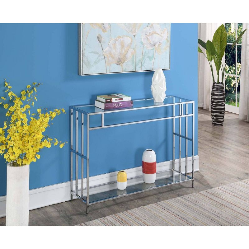 Mission Glass Console Table Chrome - Breighton Home, 3 of 5