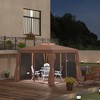 Outsunny 10' x 10' Patio Gazebo Outdoor Canopy Shelter with Double Vented Roof, Netting and Curtains for Garden, Lawn, Backyard and Deck, Brown - 2 of 4