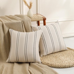 Decorative Pillow Covers 18x18 Striped Throw Pillows Textured Velvet Pillow Covers - 1 of 2