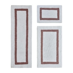 Hotel 3 PC Bath Rug 100% Premium Cotton Tufted Weave Two Tone Reversible Bathroom Rug, Super Soft Absorbent, Machine Washable Bath Mat - 1 of 4