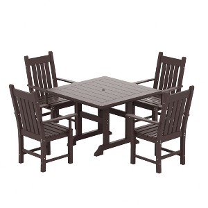 WestinTrends 5 Piece Outdoor Patio Dining Set Outdoor Square Table and Armchair Set - 1 of 2