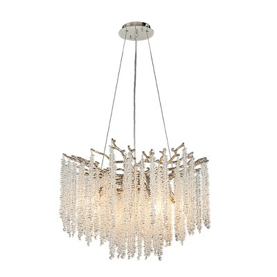 ALOADECOR Modern Glam Crystal Chandelier  Branch Style Pendant Ceiling Light for Dining Room Living Room