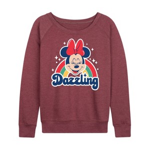 Women's - Disney - Dazzling Minnie Lightweight French Terry Wide Neck Long Sleeve Shirt - 1 of 4