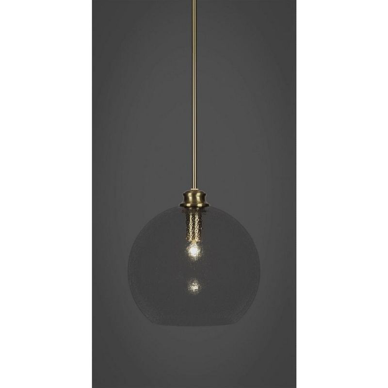 Toltec Lighting Cordova 1 - Light Pendant in  New Aged Brass with 9" Clear Textured Shade, 1 of 3