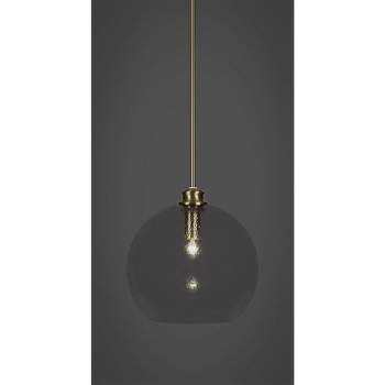 Toltec Lighting Cordova 1 - Light Pendant in  New Aged Brass with 9" Clear Textured Shade
