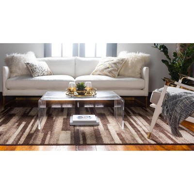 Equinox Beige & Dark Brown 8' x 10' Stain-Resistant Area Rug