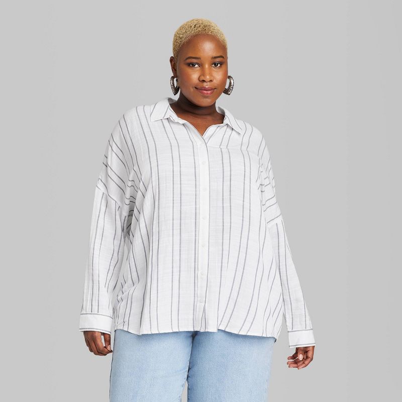 Women's Long Sleeve Oversized Button-Down Shirt - Wild Fable™, 3 of 11