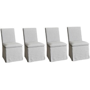 KINWELL Performance Fabric Slipcover Dining Chair Side Chair With Casters Set of 4 - 1 of 4