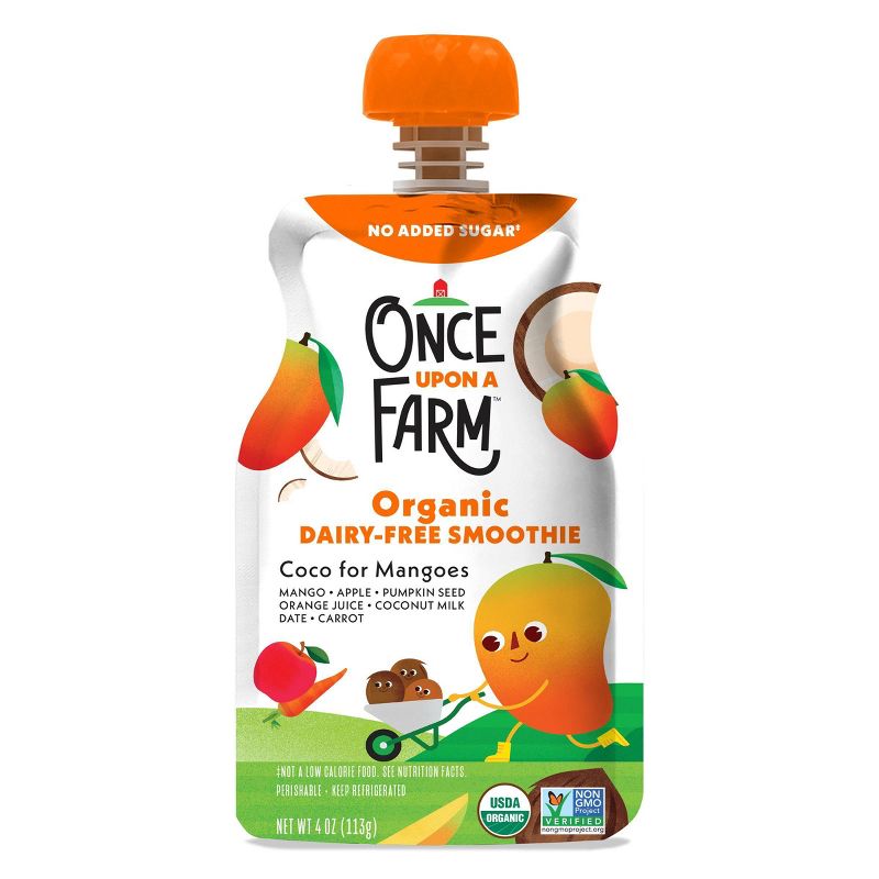 Once Upon a Farm Coco for Mangoes Organic Dairy-Free Kids&#39; Smoothie - 4oz Pouch, 1 of 6