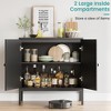 Garvee Rattan Buffet Cabinet, Accent Sideboard with 2 Doors and Shelves, Black Console Cabinet for Living Room, Dining Room, Hallway - 4 of 4
