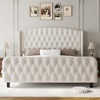 Bed Frame with Deep Button Tufted Wingback Headboard and Footboard, Velvet Upholstered Platform Frame, No Box Spring, Easy Assembly - 3 of 4