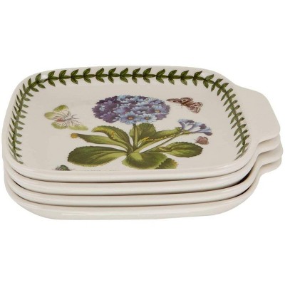 Portmeirion Botanic Garden 7.25-Inch Canape Plate (Set of 4), Assorted Floral Patterns - Durable Porcelain Dinnerware, Microwave, Dishwasher Safe