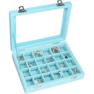 Jewelry Box 24 Grid Jewelry Ring Display Organiser Box Tray Holder Earrings Storage Case - 1 of 4