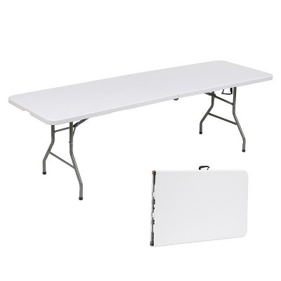 SUGIFT 8ft Portable Plastic Folding Tables for Home Garden Office Indoor Outdoor, White