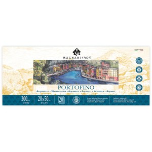Magnani 1404 Portofino Hot Press 100% Cotton Watercolor Paper Pad, 20 Sheets, 140 lb, Acid-Free, UV Resistant, Deckled Edges, Vegan Sized Water Color - 1 of 4