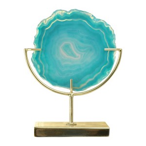 Storied Home Decorative Agate Slice Accent on Metal Stand - 1 of 4