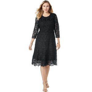 Jessica London Women's Plus Size Lace Fit & Flare Dress - 1 of 4