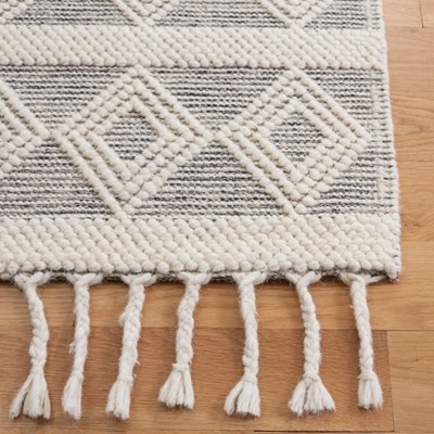 Handwoven Black and Ivory Wool Runner Rug