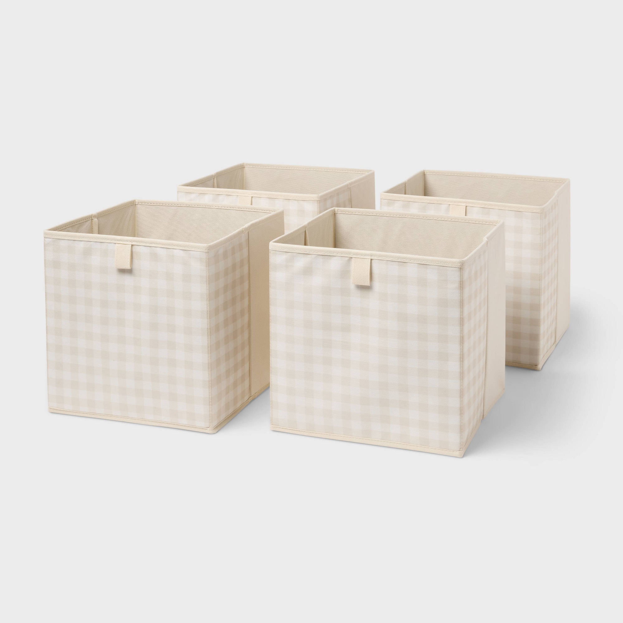 11" Dual 4pk Fabric Bin Tan/Gingham - Brightroom™