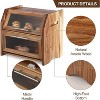 Acekool Double Layer Bread Box, Acacia Wood Bread Bin with Clear Door & Air Vents, Countertop Storage for Bread, Bagels, Muffins, Brown - 4 of 4