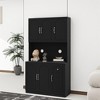 71" Kitchen Pantry Storage Cabinet with Adjustable Shelves, Farmhouse Standing Bar Cabinet with 6 Doors, 1 Drawer, Black Microwave Oven Countertop - 2 of 4