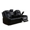 MAYEERTY Power Reclining Sofa, Electric 3-Seat Leather Recliner with USB Charging, Reversible Table & LED for Living Room, Black - 2 of 4