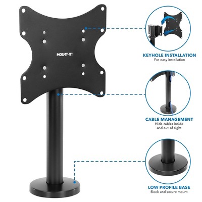 Heavy Duty Black Steel Desk-Mount TV Stand for 23"-43" Screens