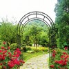 Lirago Black Metal Garden Arch-Galvanized Iron Trellis Rose Arch Outdoor Garden Decor with Gate Design 17.71"Dx90.55"Hx59.05"W - 3 of 4