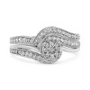 Silver 1/3ct Cttw Multi-Diamond Bypass Vintage-Style Bridal Set Ring and Band - 3 of 4