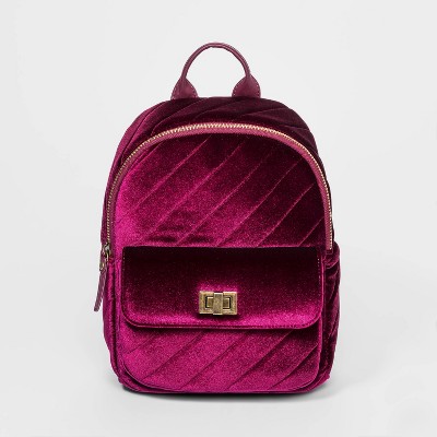 Kids' Quilted Velvet Mini Backpack - art class™ Maroon
