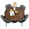 Harold+Edwin 5-Piece Dining Table Set Walnut Foil Round Top Pedestal Dining Room Set with 4 Upholstered Chairs for Apartment - Maison Boucle - 4 of 4