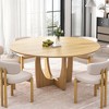 PexFix 59" x 59" Solid Wood Farmhouse Dining Table Round Wood Top with Arched Cross Legs for Modern Dining Rooms & Family Gatherings Natural - 2 of 4