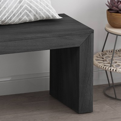 Black Acacia Wood 48" Farmhouse Dining Bench