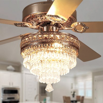 Kviflon 52 inch Crystal Ceiling Fan with Light