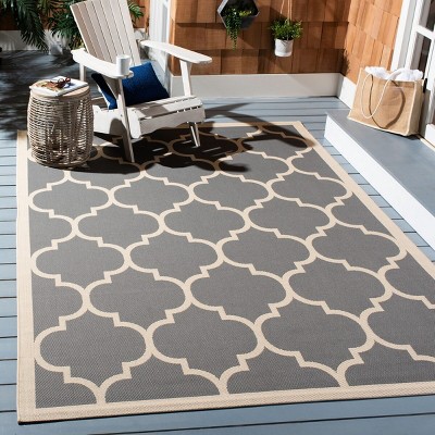 Gray Rectangular Synthetic Easy Care Stain-Resistant Area Rug