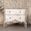 Chic Distressed White Nightstand with 2 Drawers and Decorative Scalloped Design, Vintage Bedroom Furniture, 1pc - 2 of 4