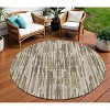 Brown And Taupe Abstract Washable Indoor Outdoor Area Rug - 2 of 4
