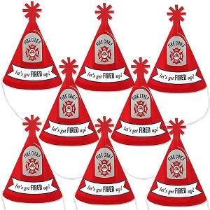 Big Dot of Happiness Fired Up Fire Truck - Mini Cone Firefighter Firetruck Baby Shower or Birthday Party Hats - Small Little Party Hats - Set of 8 - 1 of 4