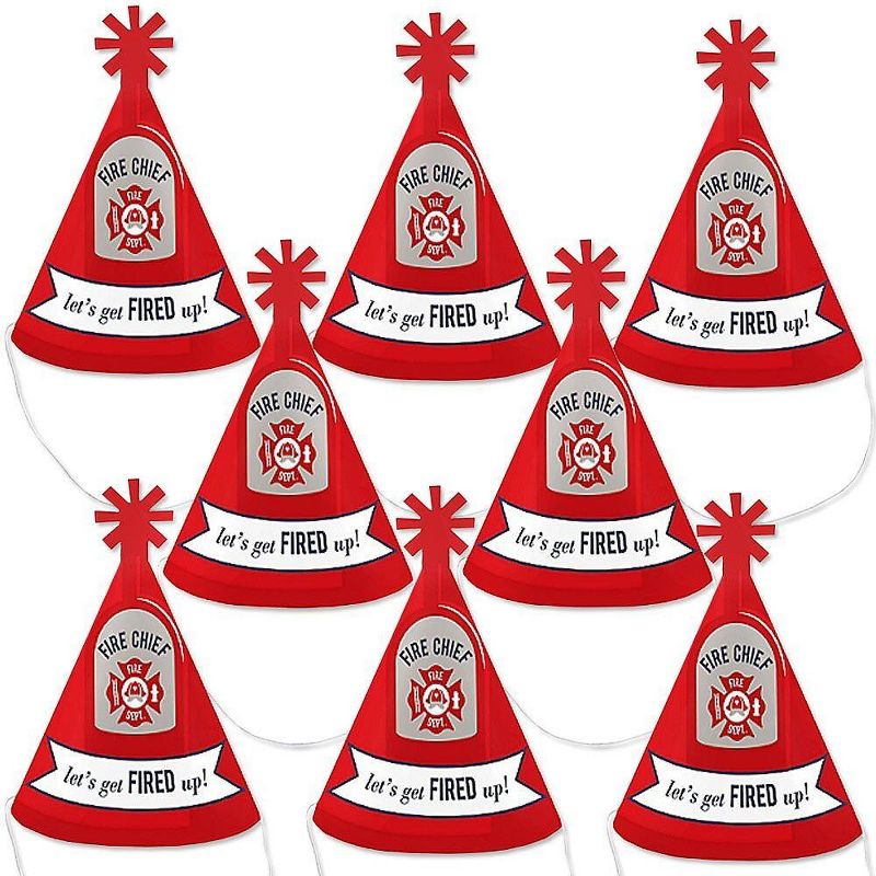 Big Dot of Happiness Fired Up Fire Truck - Mini Cone Firefighter Firetruck Baby Shower or Birthday Party Hats - Small Little Party Hats - Set of 8, 1 of 9