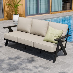 EAGLE PEAK Urban Slate 3-Seat Modern Patio Couch Outdoor Sofa with Weather Resistant Cushions - 1 of 4