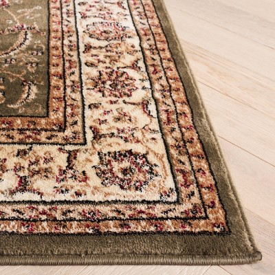 Sage and Ivory Rectangular Synthetic Area Rug