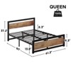 Metal Platform Bed Frame with Wooden Headboard and Footboard, 14 Inch Under Bed Storage Industrial Design for Bedroom, Rustic Brown - 3 of 4