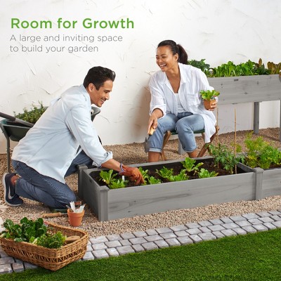 Gray Fir Wood Raised Garden Bed Planter for Outdoor Yard